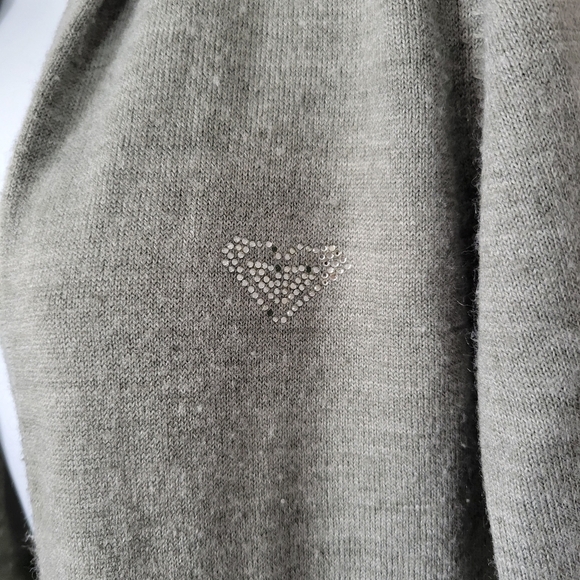 Roxy Quiksilver Med Grey Duster Cardigan Long Sleeve Hooded Sweater Rhinestone - Picture 3 of 6